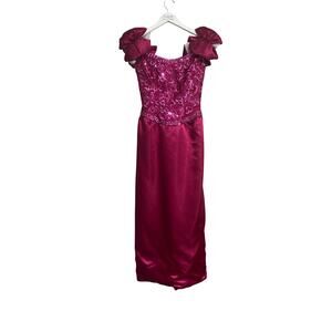 Mike Benet Formals Eighties Magenta Sequin Prom Dress Vintage Size 8